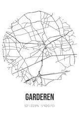 Abstract street map of Garderen located in Gelderland municipality of Barneveld. City map with lines
