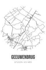 Abstract street map of Geeuwenbrug located in Drenthe municipality of Westerveld. City map with lines
