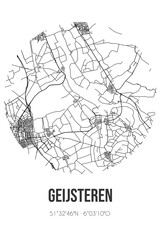Abstract street map of Geijsteren located in Limburg municipality of Venray. City map with lines
