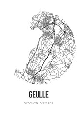 Abstract street map of Geulle located in Limburg municipality of Meerssen. City map with lines