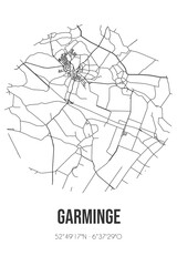 Abstract street map of Garminge located in Drenthe municipality of Midden-Drenthe. City map with lines