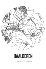 Abstract street map of Haalderen located in Gelderland municipality of Lingewaard. City map with lines