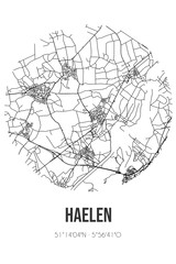 Abstract street map of Haelen located in Limburg municipality of Leudal. City map with lines
