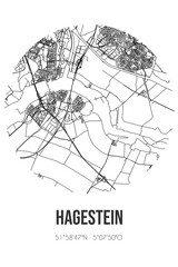 Abstract street map of Hagestein located in Utrecht municipality of Vijfheerenlanden. City map with lines
