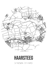 Abstract street map of Haarsteeg located in Noord-Brabant municipality of Heusden. City map with lines
