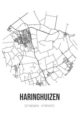 Abstract street map of Haringhuizen located in Noord-Holland municipality of Hollands Kroon. City map with lines