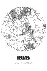 Fototapeta na wymiar Abstract street map of Heumen located in Gelderland municipality of Heumen. City map with lines