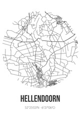 Abstract street map of Hellendoorn located in Overijssel municipality of Hellendoorn. City map with lines