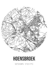 Abstract street map of Hoensbroek located in Limburg municipality of Heerlen. City map with lines