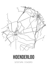 Abstract street map of Hoenderloo located in Gelderland municipality of Apeldoorn. City map with lines