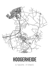 Abstract street map of Hoogerheide located in Noord-Brabant municipality of Woensdrecht. City map with lines