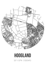Fototapeta na wymiar Abstract street map of Hoogland located in Utrecht municipality of Amersfoort. City map with lines
