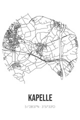 Abstract street map of Kapelle located in Zeeland municipality of Kapelle. City map with lines