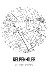 Abstract street map of Kelpen-Oler located in Limburg municipality of Leudal. City map with lines