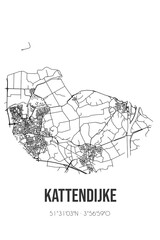 Abstract street map of Kattendijke located in Zeeland municipality of Goes. City map with lines