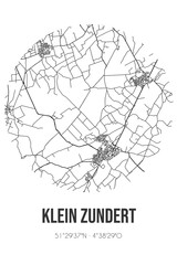 Abstract street map of Klein Zundert located in Noord-Brabant municipality of Zundert. City map with lines