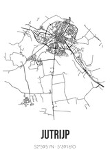 Abstract street map of Jutrijp located in Fryslan municipality of Sudwest-Fryslan. City map with lines