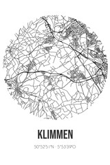 Abstract street map of Klimmen located in Limburg municipality of Voerendaal. City map with lines