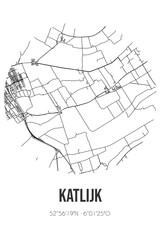Abstract street map of Katlijk located in Fryslan municipality of Heerenveen. City map with lines