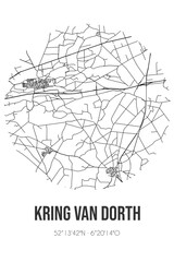 Abstract street map of Kring van Dorth located in Gelderland municipality of Lochem. City map with lines
