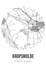 Fototapeta na wymiar Abstract street map of Kropswolde located in Groningen municipality of Midden-Groningen. City map with lines