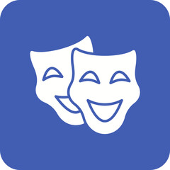 Theater Masks Multicolor Round Corner Glyph Inverted Icon