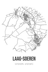 Abstract street map of Laag-Soeren located in Gelderland municipality of Rheden. City map with lines
