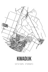 Abstract street map of Kwadijk located in Noord-Holland municipality of Edam-Volendam. City map with lines