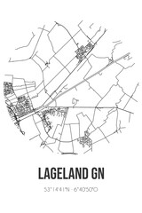 Abstract street map of Lageland GN located in Groningen municipality of Groningen. City map with lines