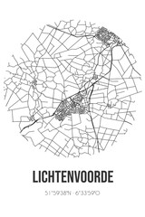 Abstract street map of Lichtenvoorde located in Gelderland municipality of Oost Gelre. City map with lines