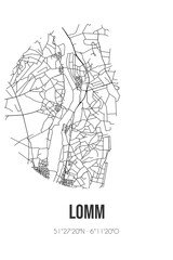 Abstract street map of Lomm located in Limburg municipality of Venlo. City map with lines