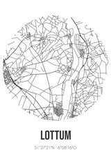 Abstract street map of Lottum located in Limburg municipality of Horst aan de Maas. City map with lines
