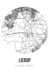 Abstract street map of Lierop located in Noord-Brabant municipality of Someren. City map with lines