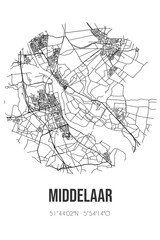Abstract street map of Middelaar located in Limburg municipality of Mook en Middelaar. City map with lines