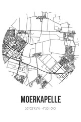 Abstract street map of Moerkapelle located in Zuid-Holland municipality of Zuidplas. City map with lines