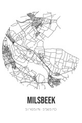 Abstract street map of Milsbeek located in Limburg municipality of Gennep. City map with lines