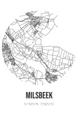Obraz premium Abstract street map of Milsbeek located in Limburg municipality of Gennep. City map with lines
