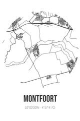Abstract street map of Montfoort located in Utrecht municipality of Montfoort. City map with lines