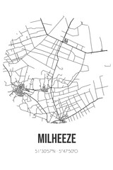 Abstract street map of Milheeze located in Noord-Brabant municipality of Gemert-Bakel. City map with lines