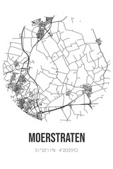 Abstract street map of Moerstraten located in Noord-Brabant municipality of Roosendaal. City map with lines