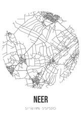 Obraz premium Abstract street map of Neer located in Limburg municipality of Leudal. City map with lines
