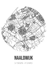 Abstract street map of Naaldwijk located in Zuid-Holland municipality of Westland. City map with lines
