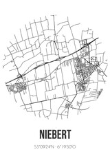 Abstract street map of Niebert located in Groningen municipality of Westerkwartier. City map with lines