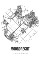 Abstract street map of Moordrecht located in Zuid-Holland municipality of Zuidplas. City map with lines