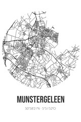 Abstract street map of Munstergeleen located in Limburg municipality of Sittard-Geleen. City map with lines