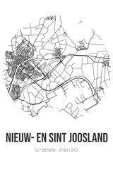 Abstract street map of Nieuw- en Sint Joosland located in Zeeland municipality of Middelburg. City map with lines