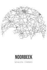 Abstract street map of Noorbeek located in Limburg municipality of Eijsden-Margraten. City map with lines