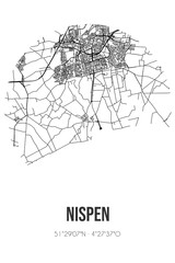 Abstract street map of Nispen located in Noord-Brabant municipality of Roosendaal. City map with lines