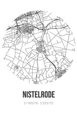Abstract street map of Nistelrode located in Noord-Brabant municipality of Bernheze. City map with lines