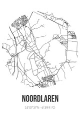 Fototapeta na wymiar Abstract street map of Noordlaren located in Groningen municipality of Groningen. City map with lines